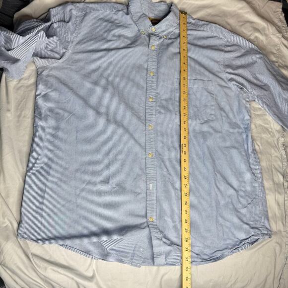 The Foundry Men's size 2XLT Big & Tall Blue Stripe Button Down Long Sleeve Shirt - Picture 7 of 9